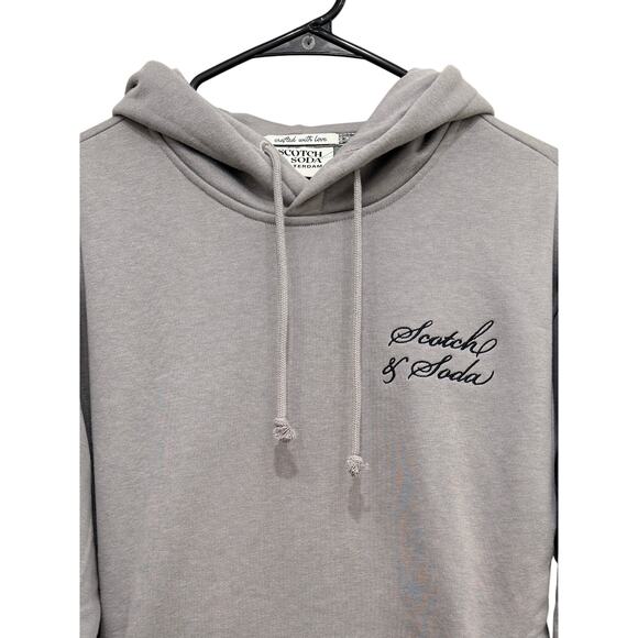 Scotch & Soda Gray Pullover Hoodie Unisex XL Black Embroidered Front & Back Sm - Picture 5 of 8